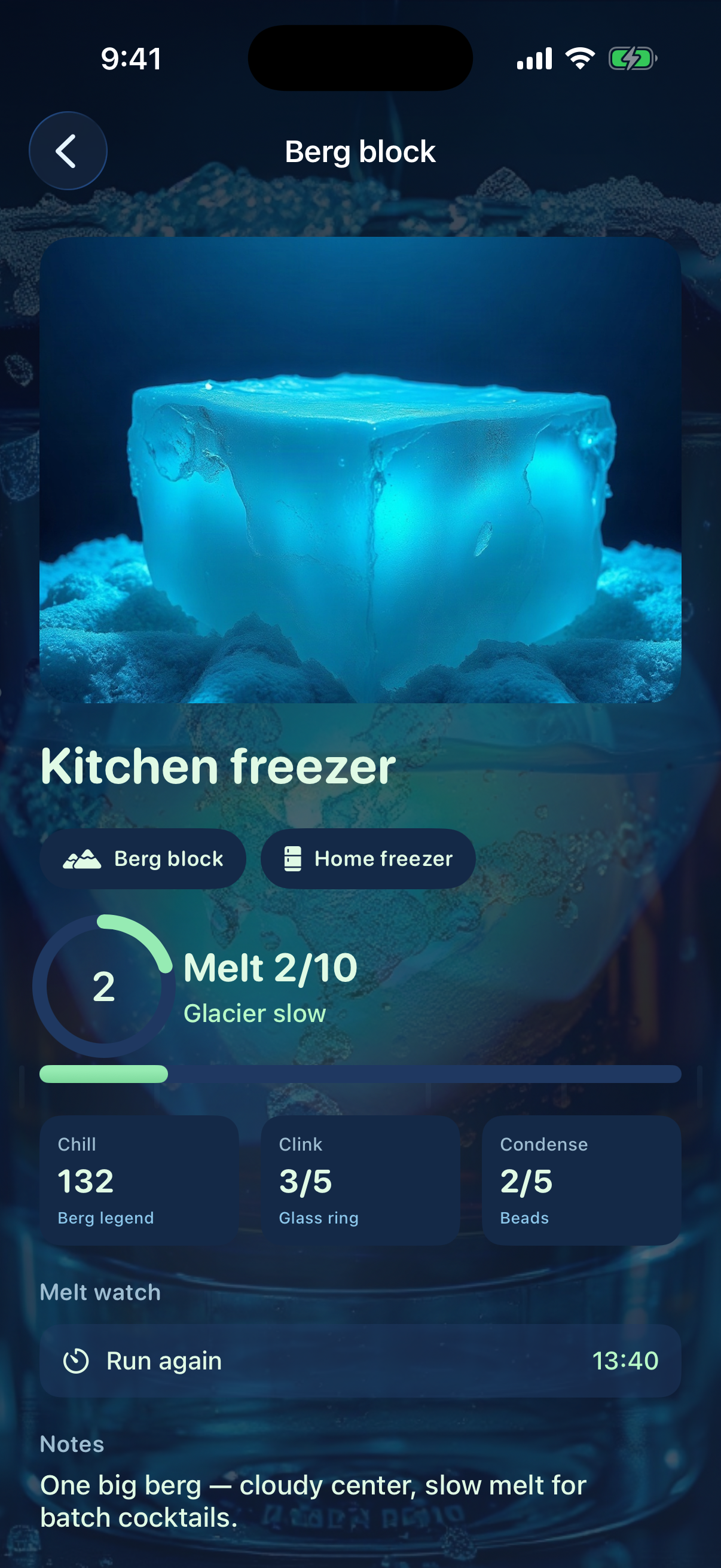 Entry detail with melt stats